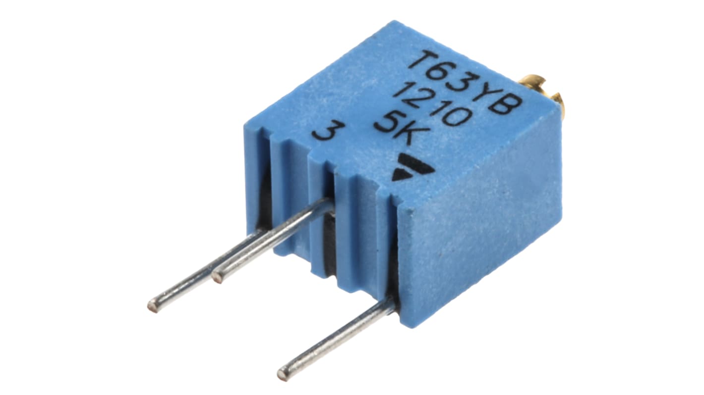 Vishay Trimpotentiometer 5kΩ ±10% ±100ppm/°C 0.25W 14-omgangs, Hulmontering, Ben, T63 Serien