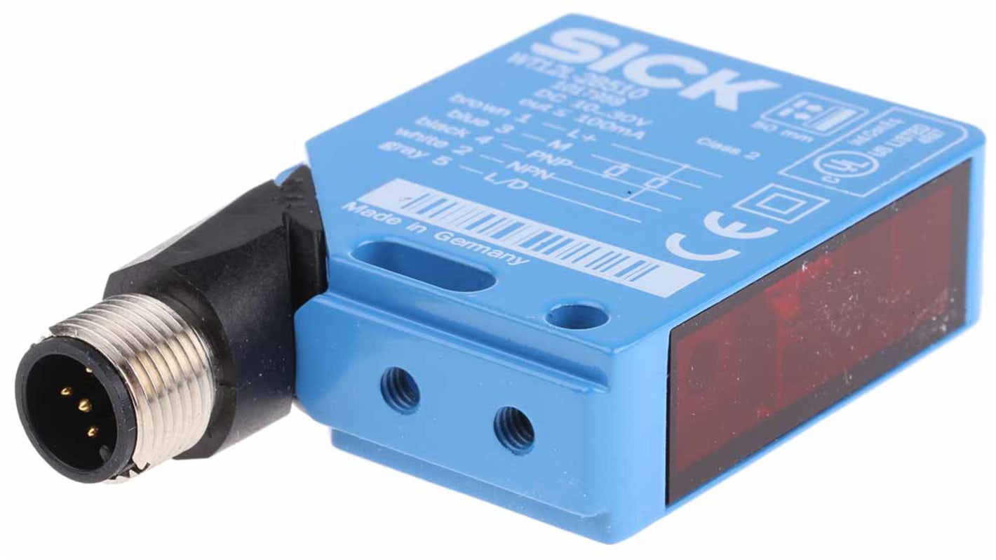 Rs-Online Sensore fotoelettrico Rettangolare SICK a diffusione rilevamento 20 mm → 50 mm uscita PNP