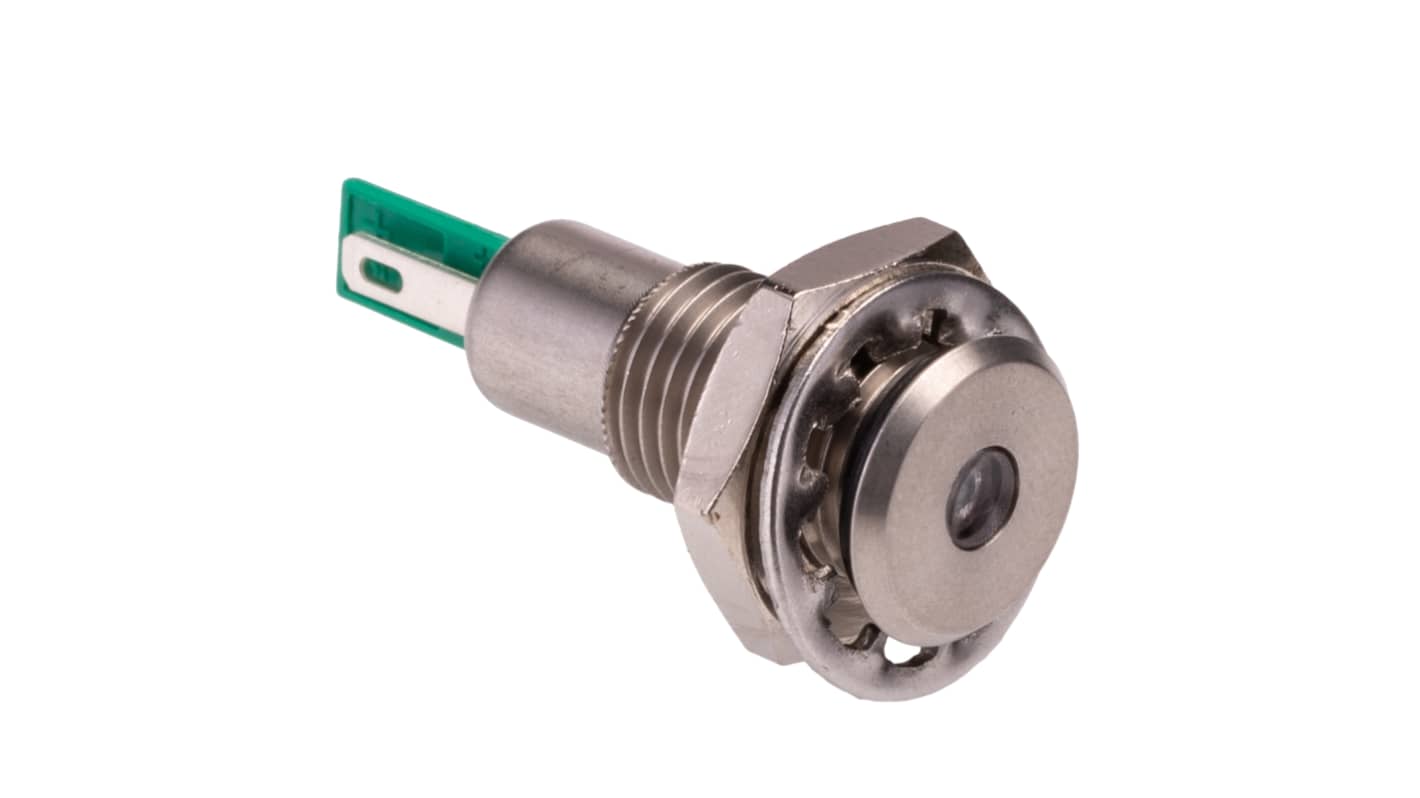 Indicatore da pannello Bulgin Verde  a LED, 12V cc, IP67, Ad incasso, foro da 12.2mm
