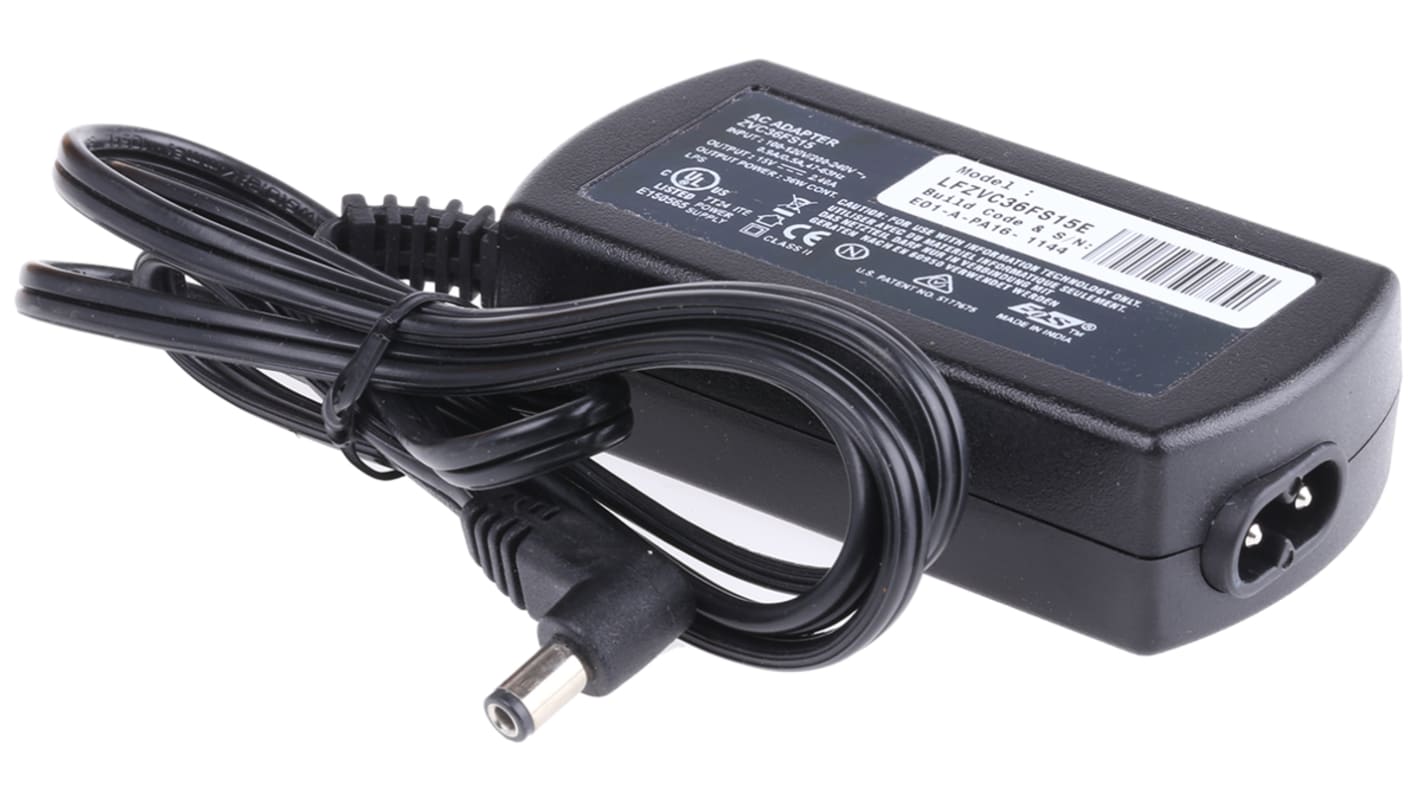 EOS 36W Power Brick AC/DC Adapter 15V dc Output, 2.4A Output