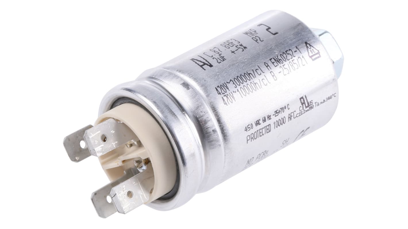 KEMET C87 系列 2μF 聚丙烯电容器 (PP) C878BF34200SA0J, ±5%, 500V ac, 底盘安装, 30mm直径