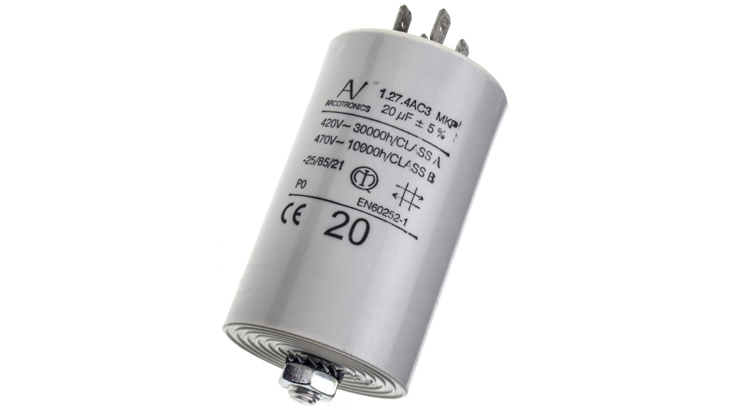 KEMET C27 Metallised Polypropylene Film Capacitor, 470V ac, ±5%, 20μF, Chassis Mount
