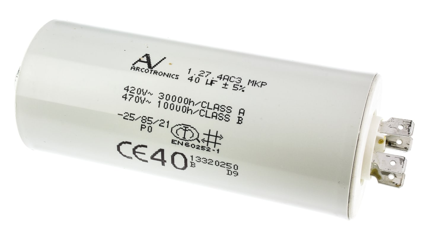 KEMET C27 Metallised Polypropylene Film Capacitor, 470V ac, ±5%, 40μF, Chassis Mount