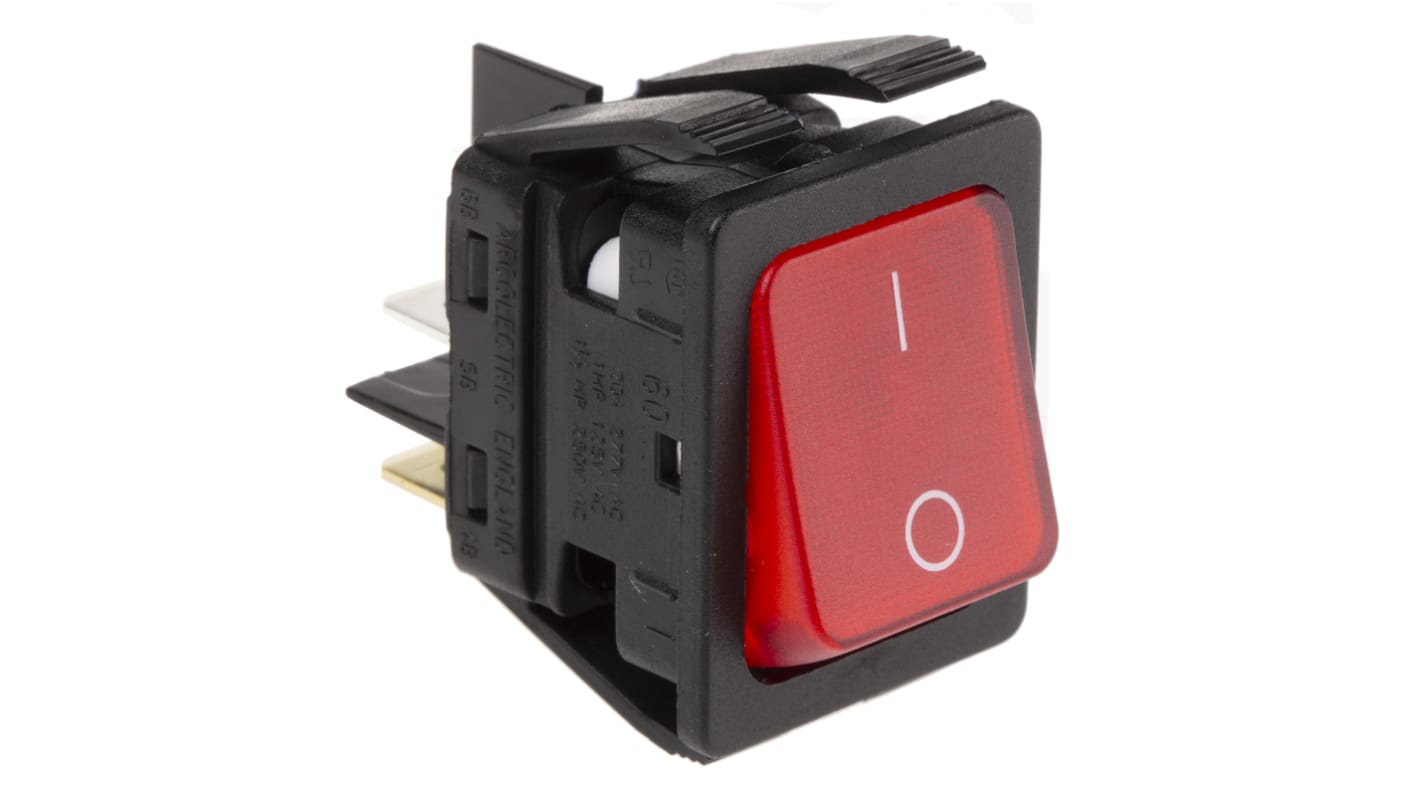 Arcolectric (Bulgin) Ltd Illuminated DPST, On-Off Rocker Switch Panel Mount