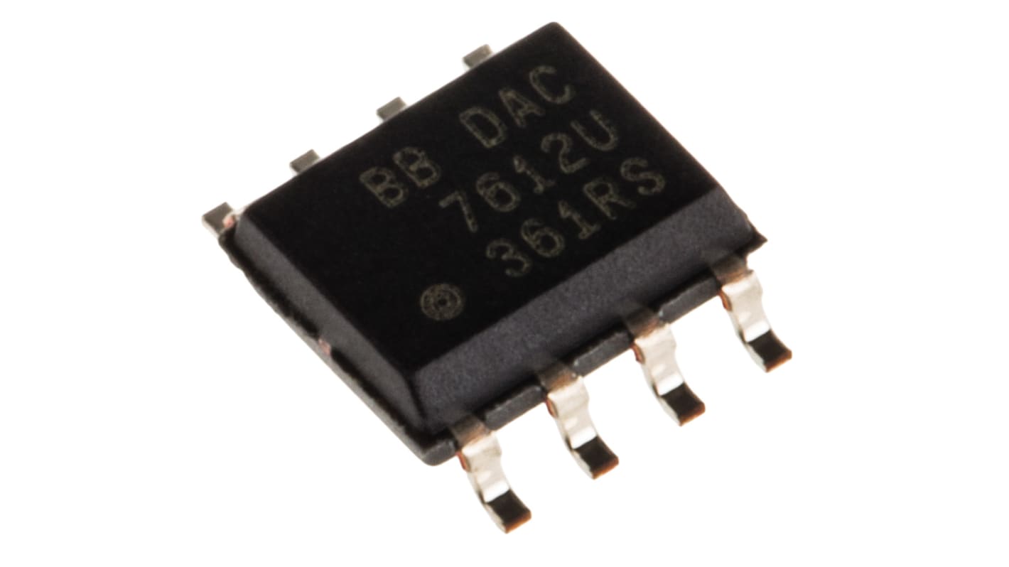 Texas Instruments 12 位数模转换器, 双通道, 130ksps转换率, SOIC封装, 最长稳定7μs, 8引脚, 串行 （SPI）接口, 单极输出