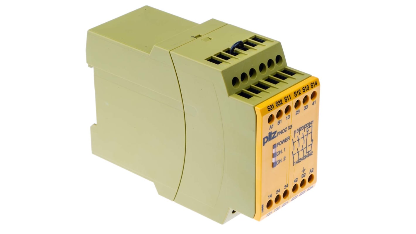 Pilz Dual-Channel Safety Switch/Interlock Safety Relay, 24 V dc, 115V ac, 3 Safety Contacts