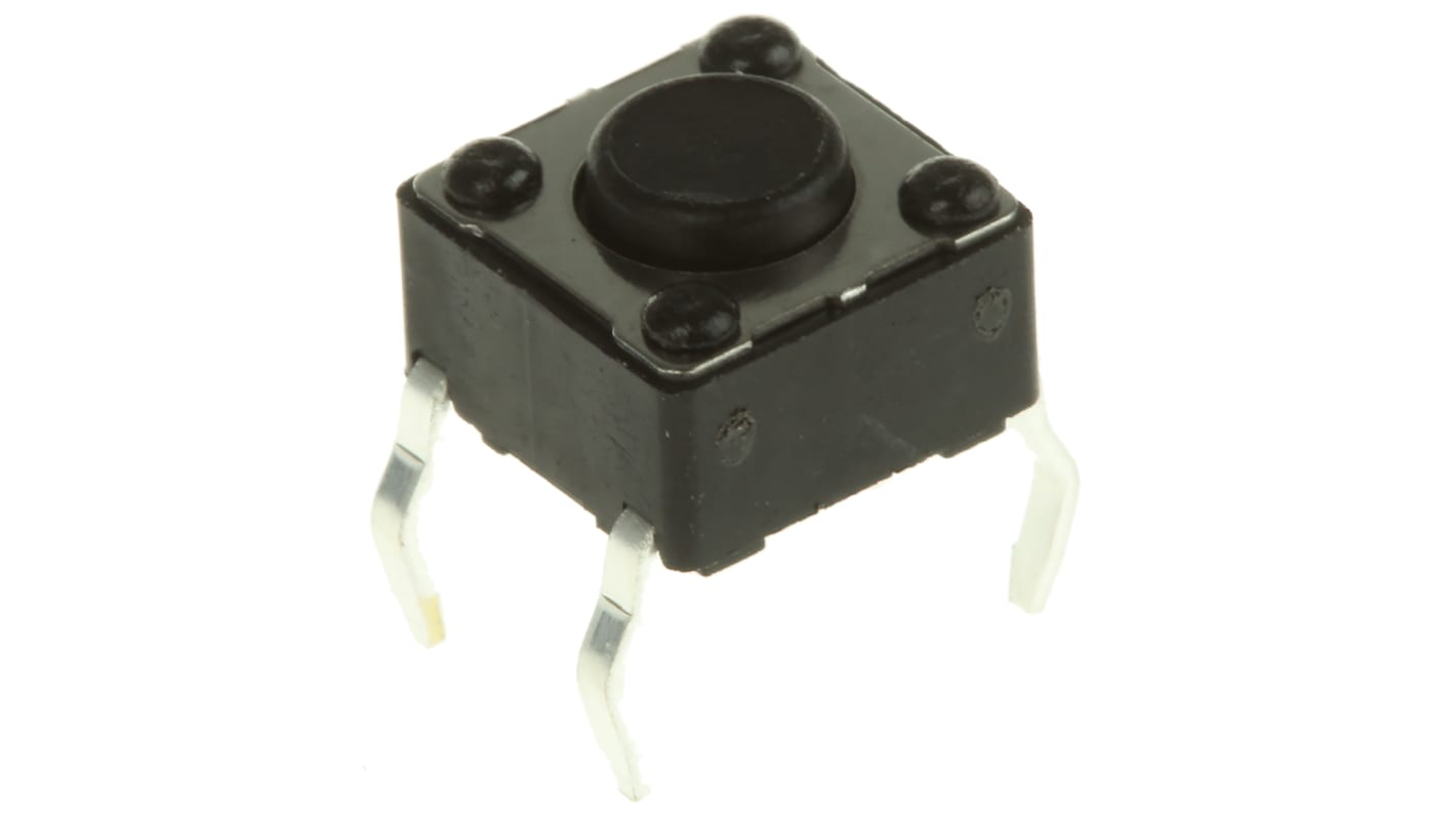 APEM 轻触开关, 通孔端接, 单刀单掷, 6 x 6 x 4.3mm, 黑色执行器
