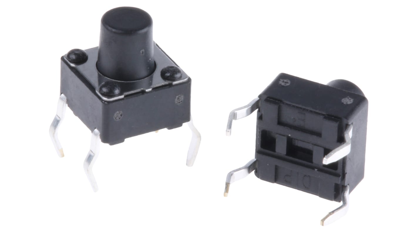 APEM Black Button Tactile Switch, SPST 50 mA @ 12 V dc 3.5mm