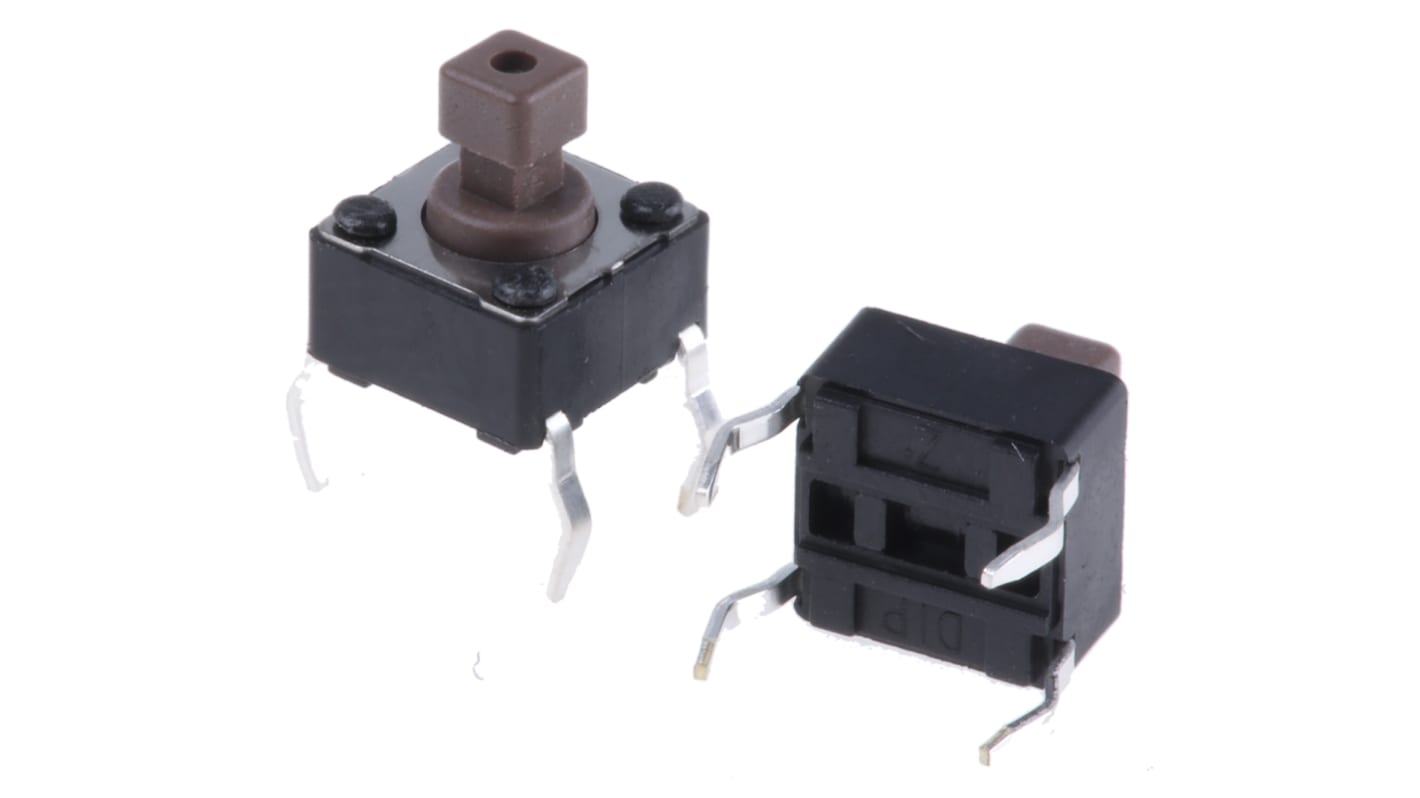 APEM Brown Button Tactile Switch, SPST 50 mA @ 12 V dc 3.8mm