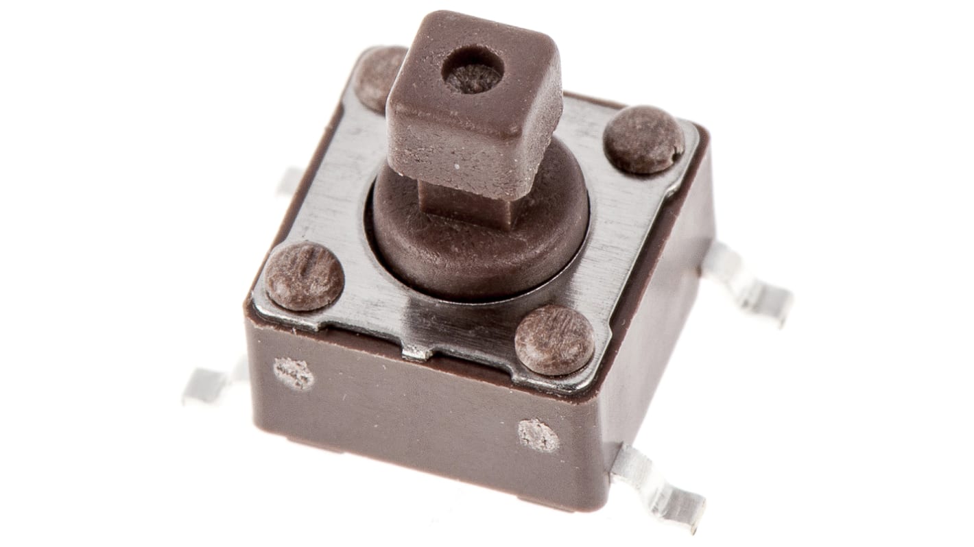 APEM 轻触开关, 表面端接, 单刀单掷, 6 x 6 x 7.3mm, 棕色执行器