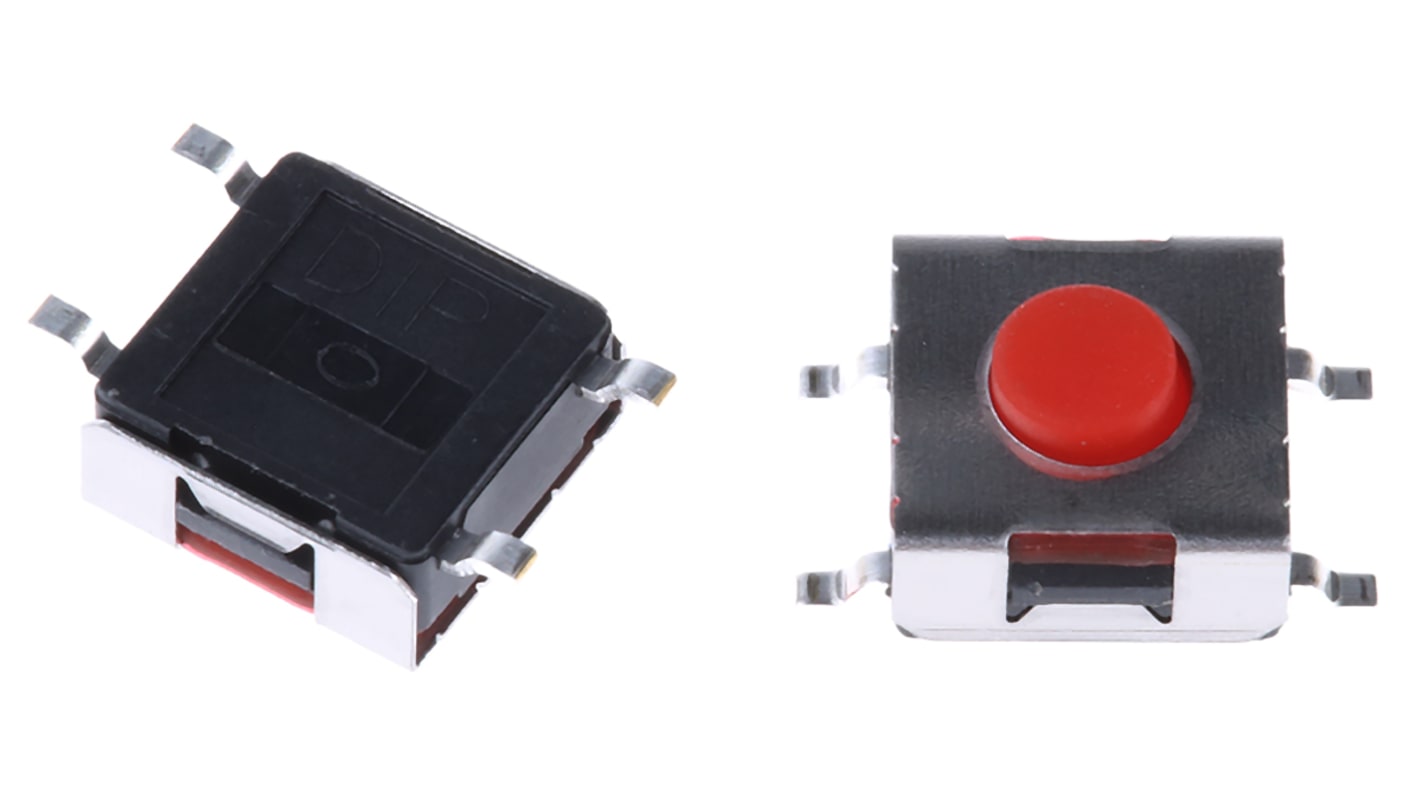APEM 轻触开关, 表面端接, 6.2 x 6.3mm, 红色执行器