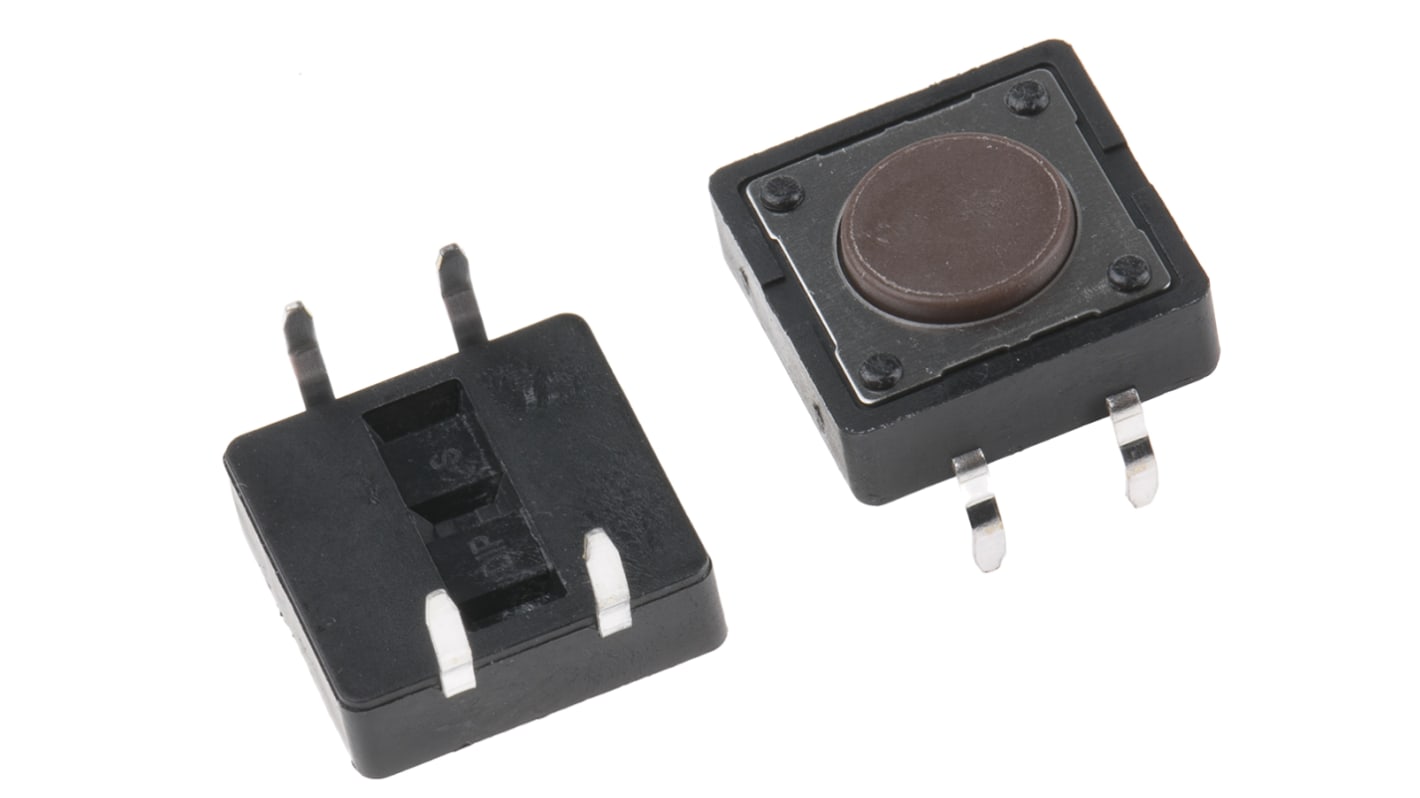 APEM Brown Button Tactile Switch, SPST 50 mA @ 12 V dc 0mm