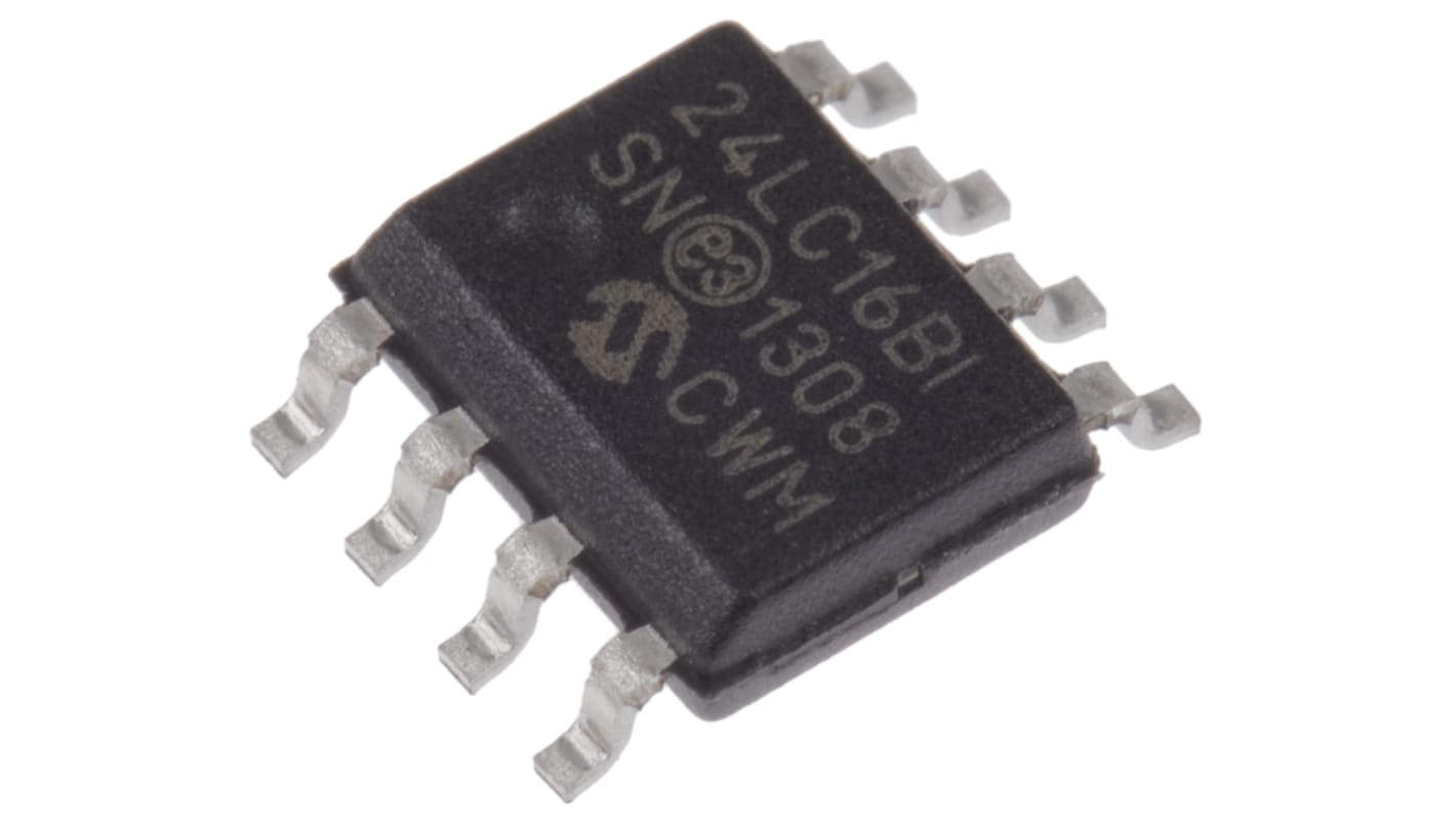 Microchip 24LC16B-I/SN, 16kbit Serial EEPROM Memory, 900ns 8-Pin SOIC Serial-I2C