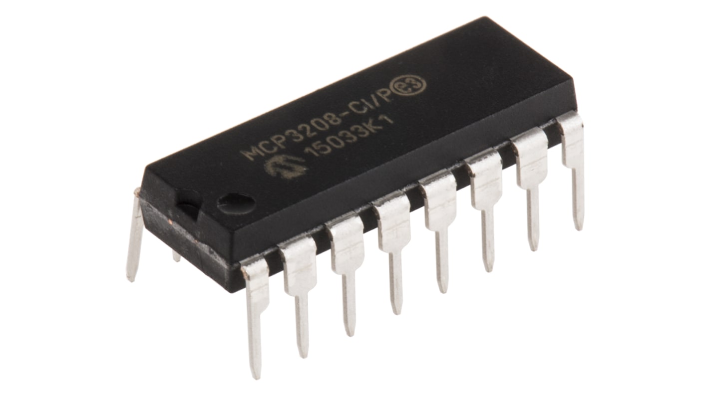 Microchip A/Dコンバータ, 12ビット, ADC数:8, 100ksps, MCP3208-CI/P