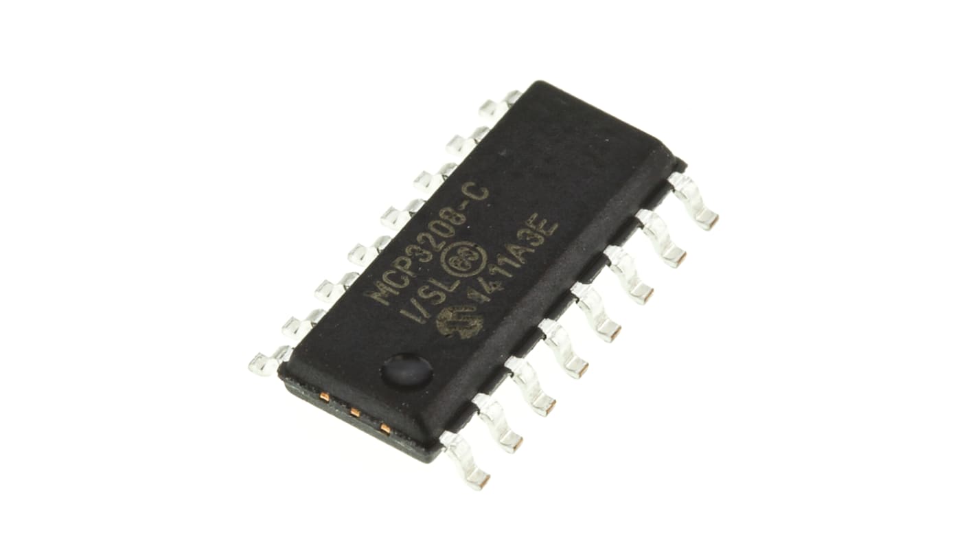 ADC MCP3208-CI/SL, Octal, 12 bit-, 100ksps, SOIC, 16 Pin