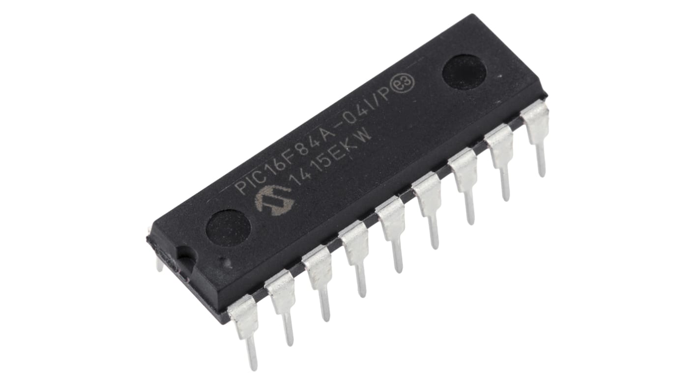 Microchip PIC16F单片机, PIC内核, 18针, PDIP, 最大4MHz, 1024 x 14 字，64 x 14 字 闪存, 68 B RAM
