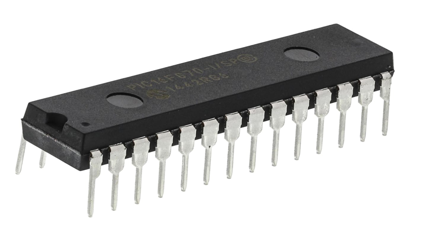 Microchip, 8bit PIC, PIC16F Microcontroller, 20MHz, 2K x 14 words, 64 x 8 words Flash, 28-Pin SPDIP