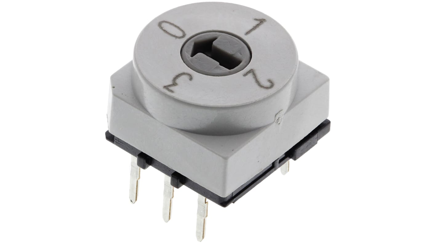 Interruttore DIP PT65121, 150 mA a 24 V c.c., 4 posizioni, attuatore a Leva rotativa, Foro passante