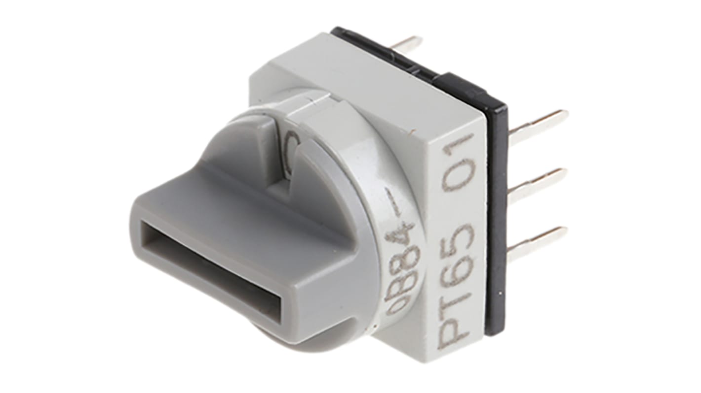 Interruttore DIP PT65501, 150 mA a 24 V c.c., 10 posizioni, attuatore a Ruota, Foro passante
