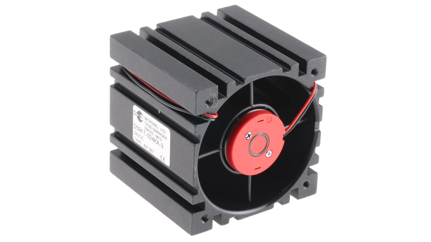 Micronel D590T Series Axial Fan, 24 V dc, DC Operation, 68.58m³/h, 5.54W, 277mA Max, 62 x 62 x 60mm