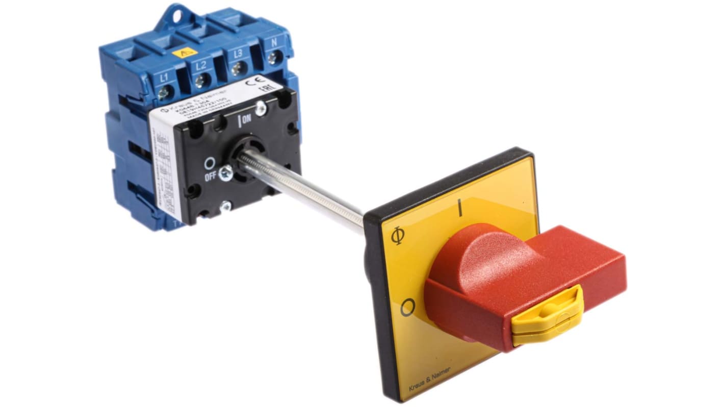 Kraus & Naimer 4P Pole Isolator Switch - 63A Maximum Current, 22kW Power Rating, IP65