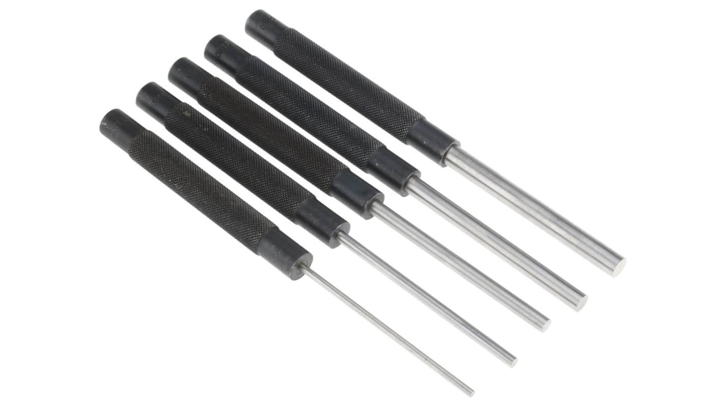 RS PRO 5-Piece Punch Set, Parallel Pin Punch, 3.2 → 9.5 mm Shank