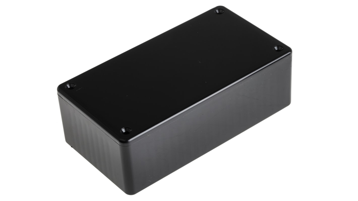 Hammond 1591 Series Black ABS Enclosure, IP54, Flanged, Black Lid, 120 x 65 x 40mm