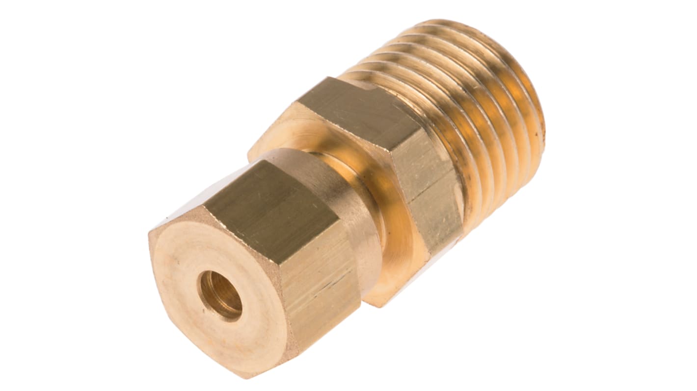 RS PRO, 1/4 BSPT Compression Fitting for Use with Thermocouple or PRT Probe, 3mm Probe, RoHS Compliant Standard