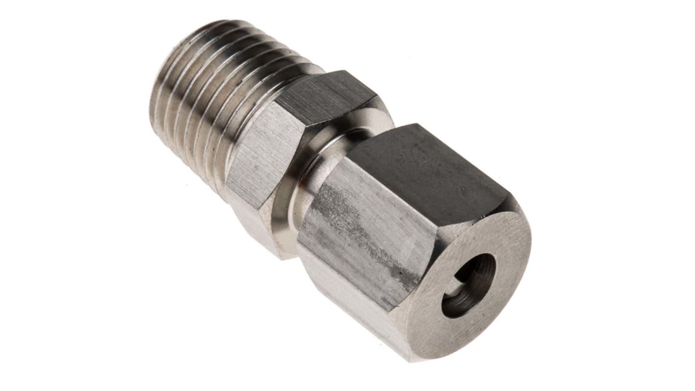 RS PRO Thermocouple Compression Fitting for Use with Thermocouple, 1/4 BSPT, 6mm Probe, RoHS Compliant Standard