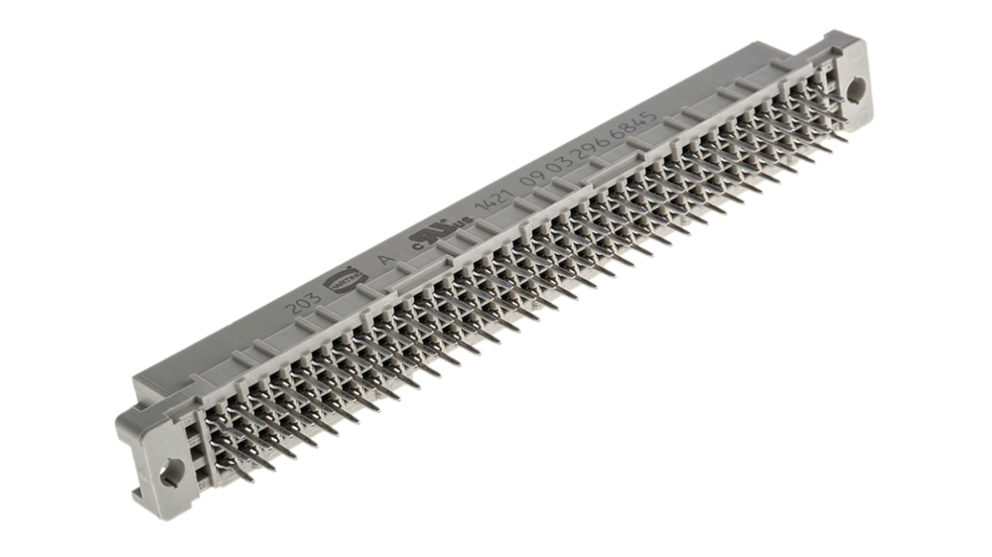 HARTING C2 DIN 41612-Steckverbinder Buchse Gerade, 96-polig / 3-reihig, Raster 2.54mm Lötanschluss Durchsteckmontage