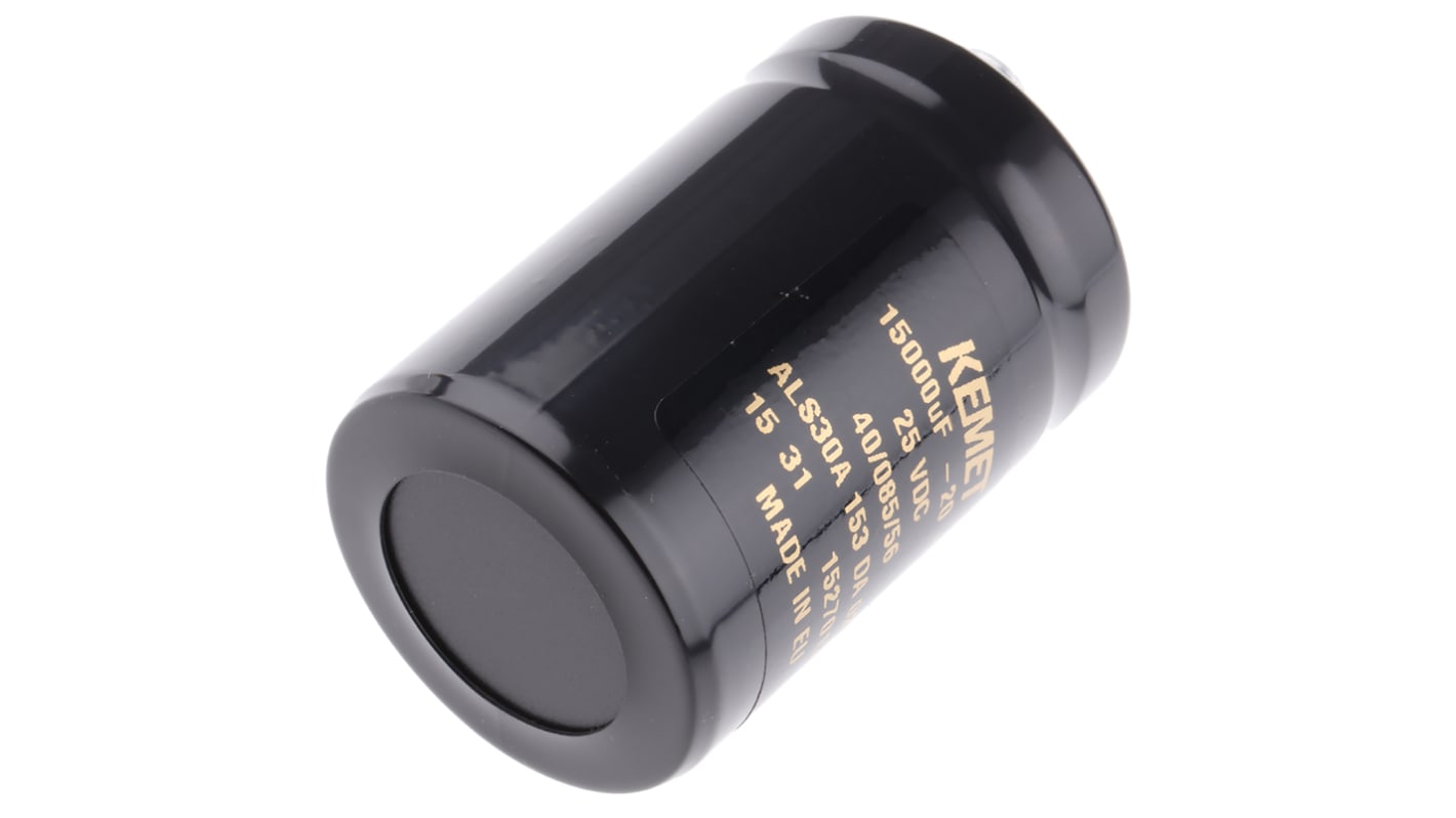 KEMET 15000μF Aluminium Electrolytic Capacitor 25V dc, Screw Terminal - ALS30A153DA025