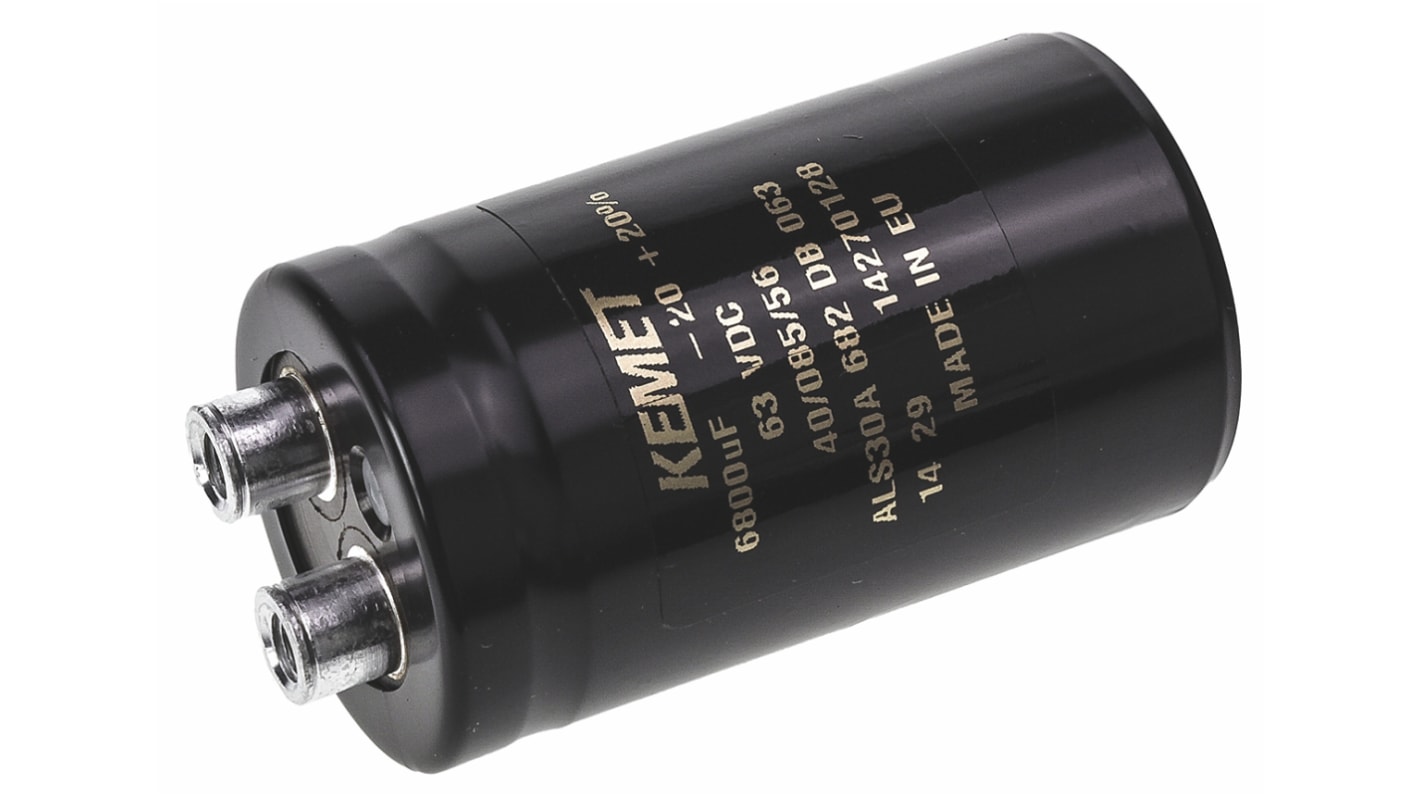 KEMET 6800μF Aluminium Electrolytic Capacitor 63V dc, Screw Terminal - ALS30A682DB063
