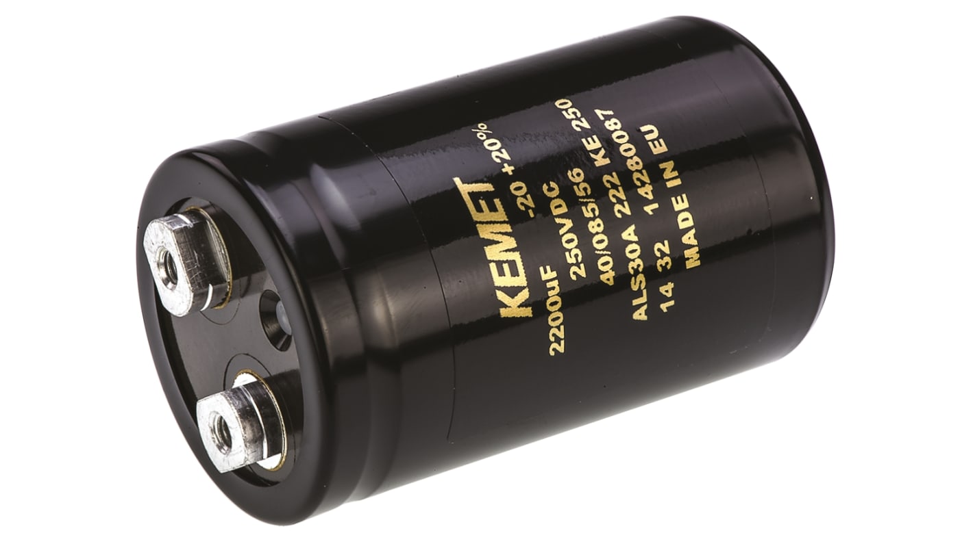 KEMET 2200μF Aluminium Electrolytic Capacitor 250V dc, Screw Terminal - ALS30A222KE250