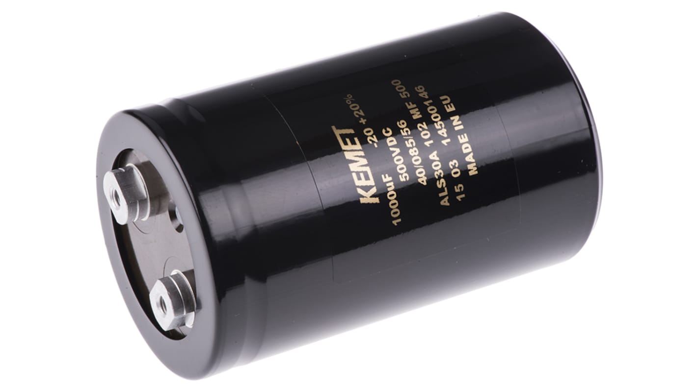 KEMET 1000μF Aluminium Electrolytic Capacitor 500V dc, Screw Terminal - ALS30A102MF500