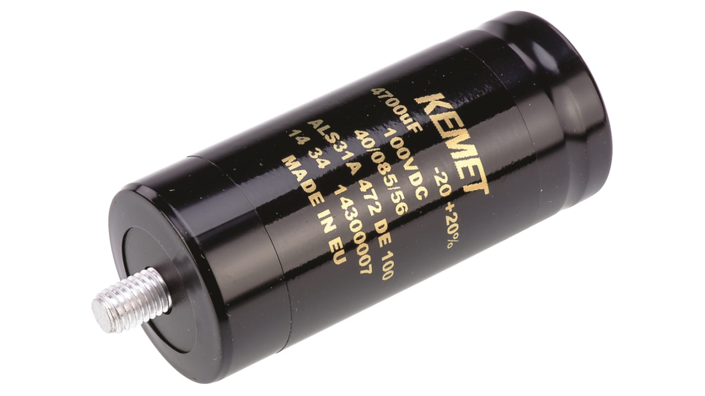 KEMET 4700μF Aluminium Electrolytic Capacitor 100V dc, Screw Terminal - ALS31A472DE100