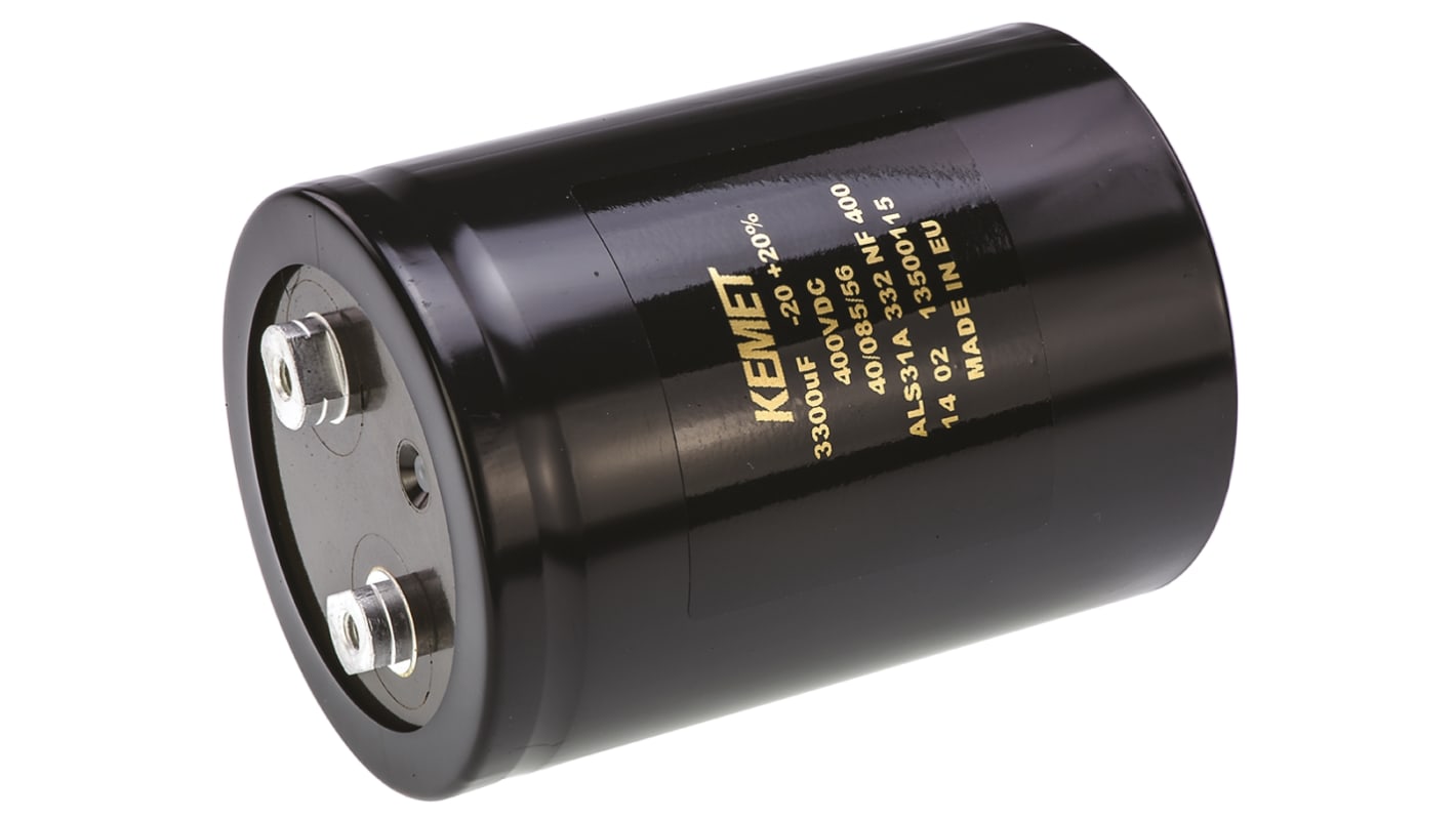 KEMET 3300μF Aluminium Electrolytic Capacitor 400V dc, Screw Terminal - ALS31A332NF400
