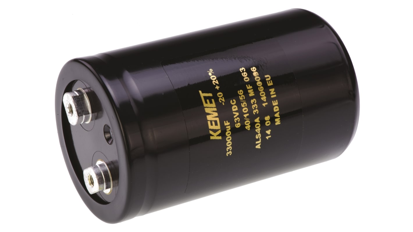 Condensatore KEMET, serie ALS40, 33000μF, 63V cc, ±20%, +105°C, Terminale a vite