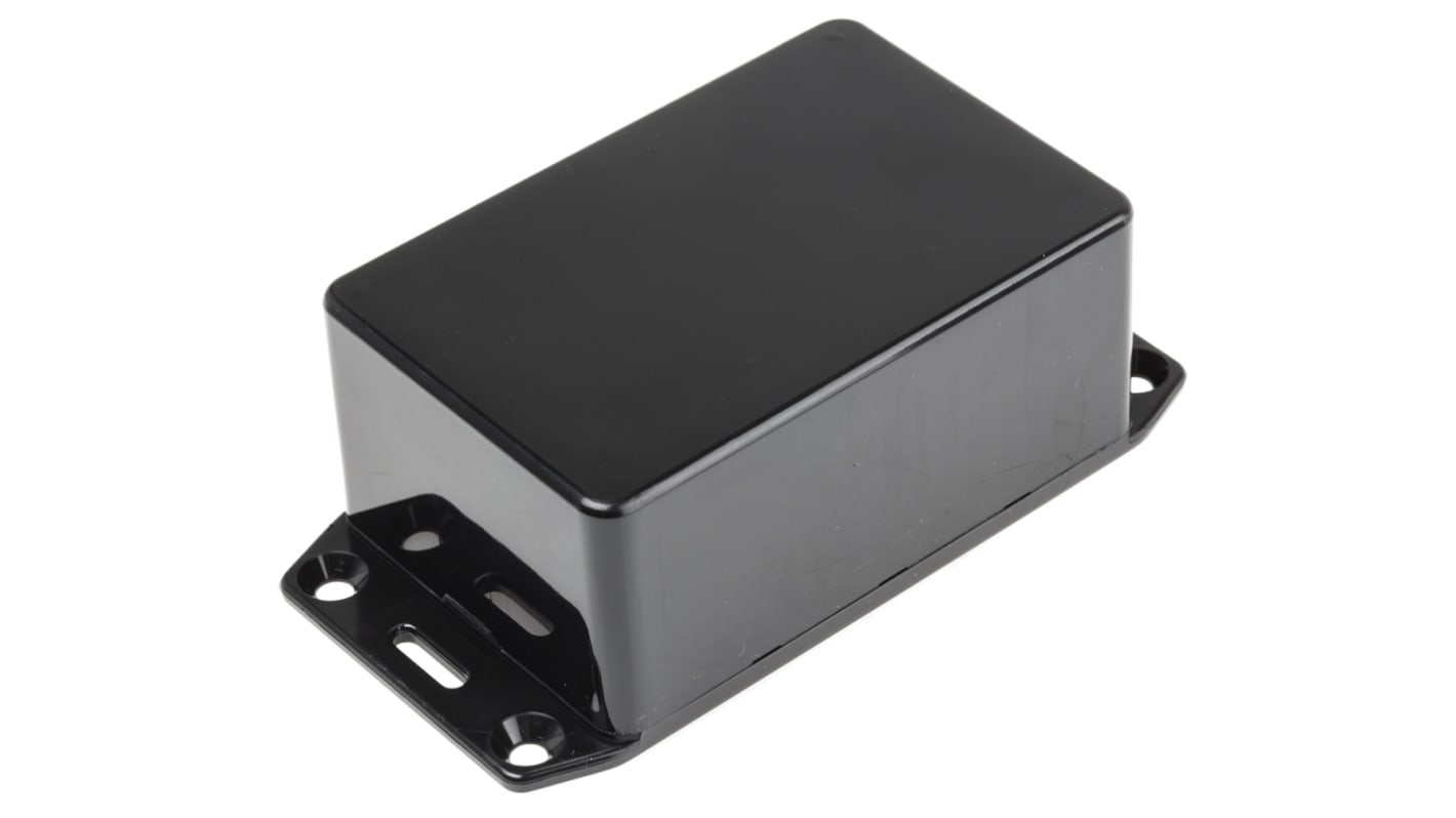 Hammond 1591 Series Black ABS Enclosure, IP54, Flanged, Black Lid, 85 x 56 x 35mm