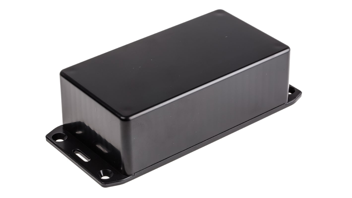 Hammond 1591 Series Black ABS Enclosure, IP54, Flanged, Black Lid, 120 x 65 x 36mm