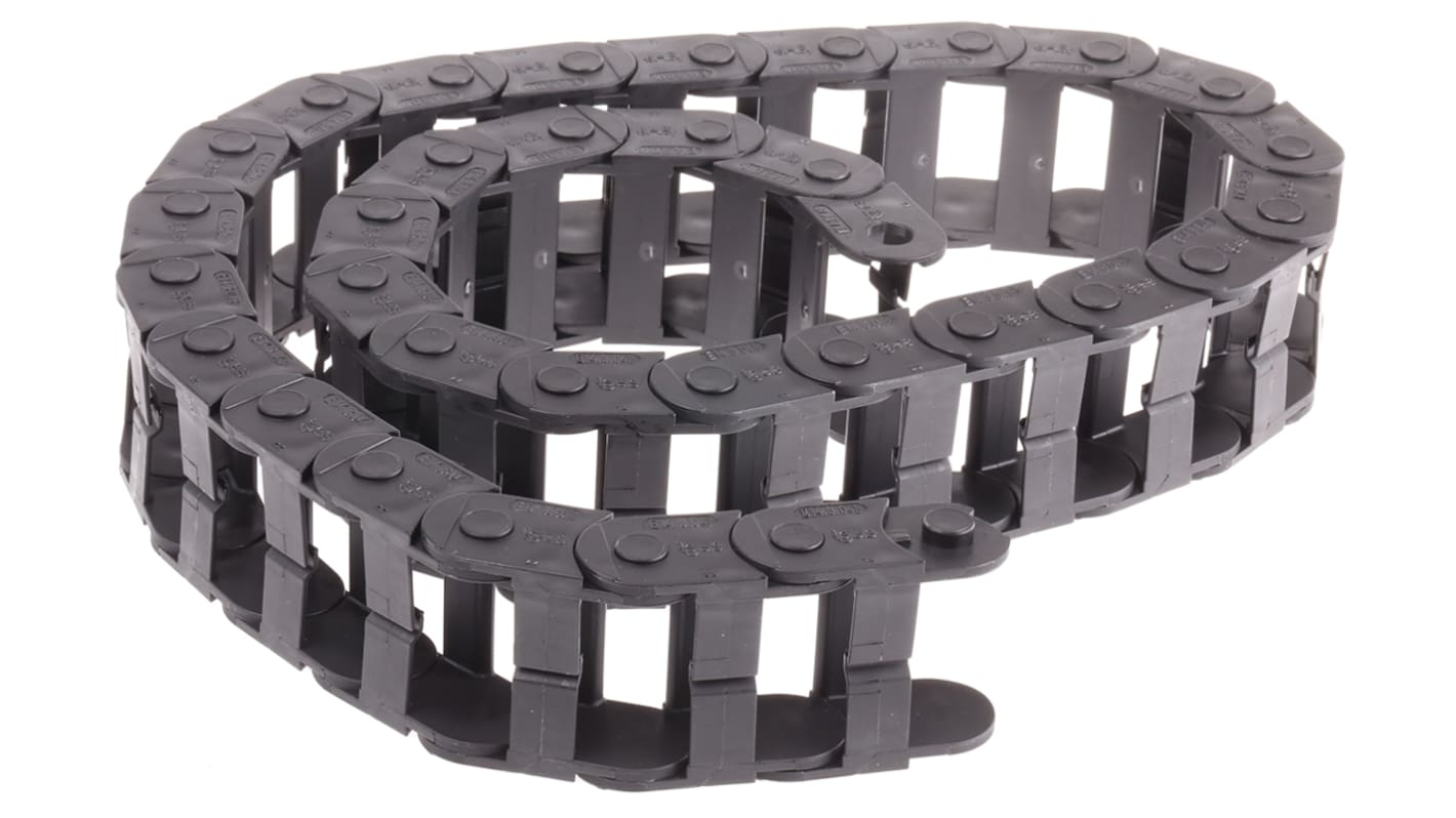 Igus E14, e-chain Black Cable Chain - Flexible Slot, W50 mm x D25mm, L1m, 48 mm Min. Bend Radius, Igumid NB