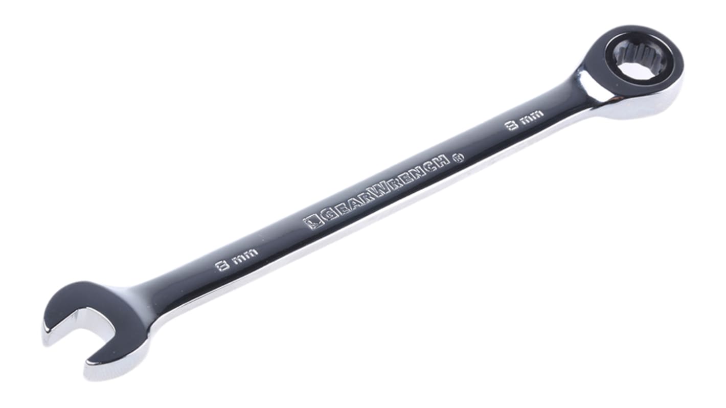 Chiave combinata a cricchetto GearWrench, lungh. 140 mm, bocca poligonale 8mm