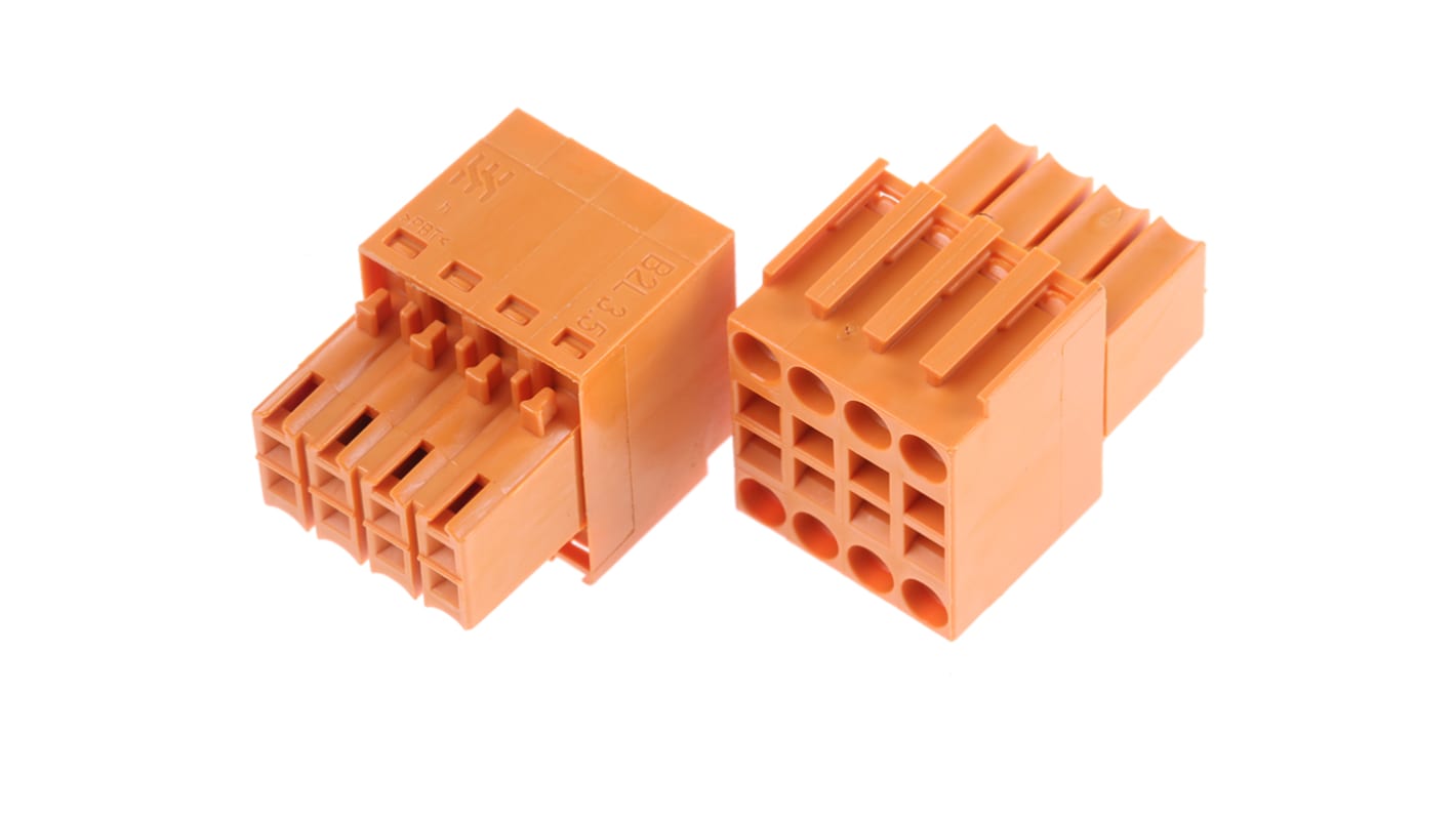 Weidmuller, 3.5mm Pitch, B2L 3.50, 8 Way, , Pluggable Terminal Block, Plug, Cable Mount, Tension Clamp Termination,