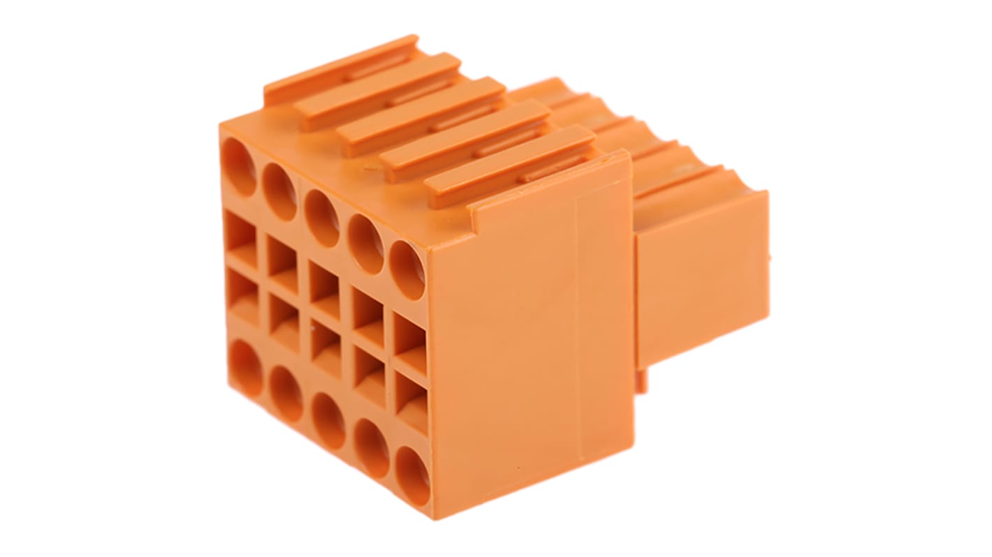 Weidmuller, 3.5mm Pitch, B2L 3.50, 10 Way, , Pluggable Terminal Block, Plug, Cable Mount, Tension Clamp Termination,