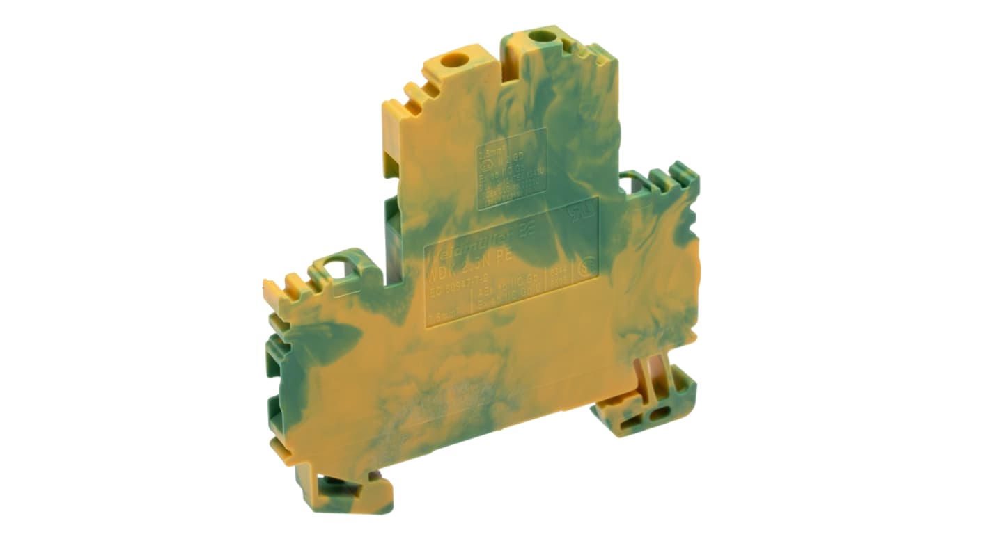 Weidmuller 1041620000 WDK Series Green/Yellow, 2.5mm², Double-Level, Screw Termination, ATEX, IECEx