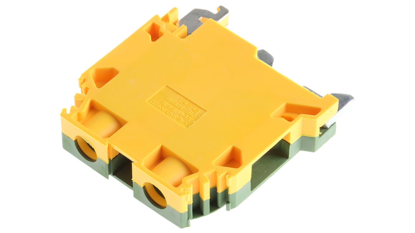 Entrelec SNA Series Green/Yellow Earth Terminal Block, 10mm², Single-Level, Screw Termination