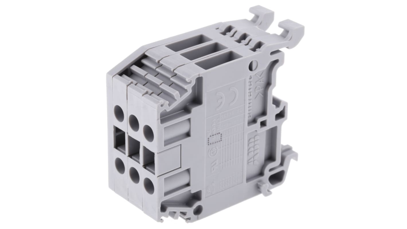 Entrelec Distribution Block, 3 Way, 4mm², 32A, 800 V, Grey