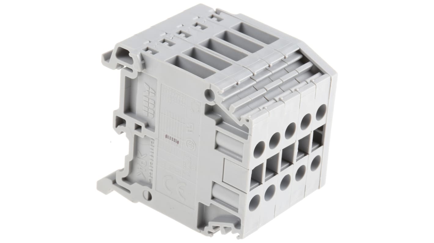 Entrelec Distribution Block, 5 Way, 4mm², 32A, 800 V, Grey