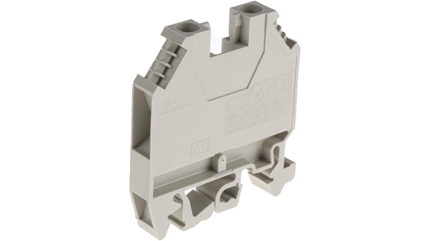RS PRO Grey, 6mm², Single-Level, Screw Termination