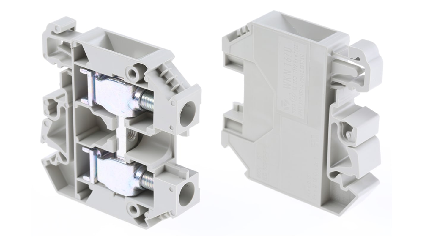 RS PRO Grey Feed Through Terminal Block, 12 → 4 AWG, 16mm², 1 kV