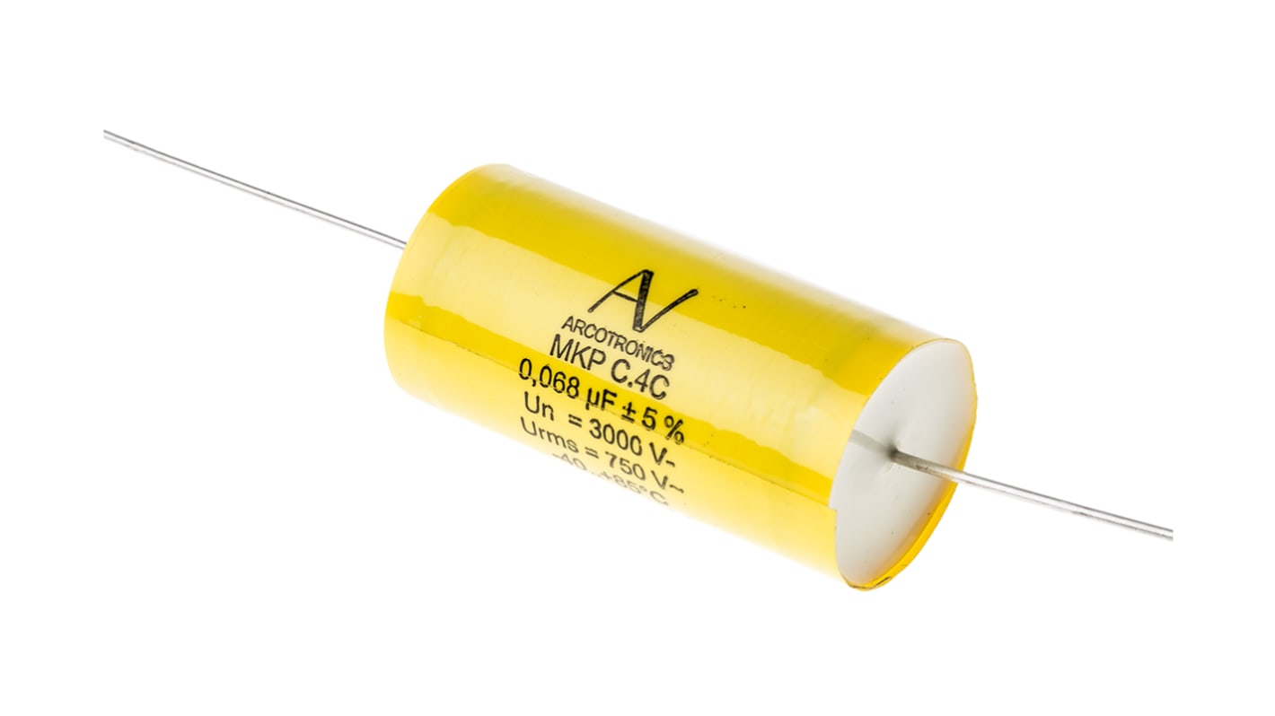 KEMET 聚丙烯电容, 68nF, 3kV dc, 直插安装, ±5%容差, C4C系列